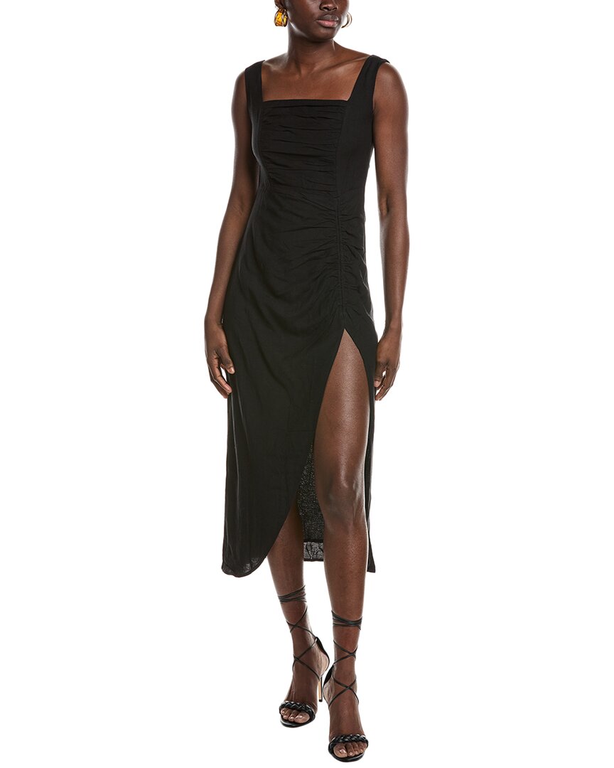 O.P.T Nira Linen-Blend Midi Dress Black Regular 0 (XS)