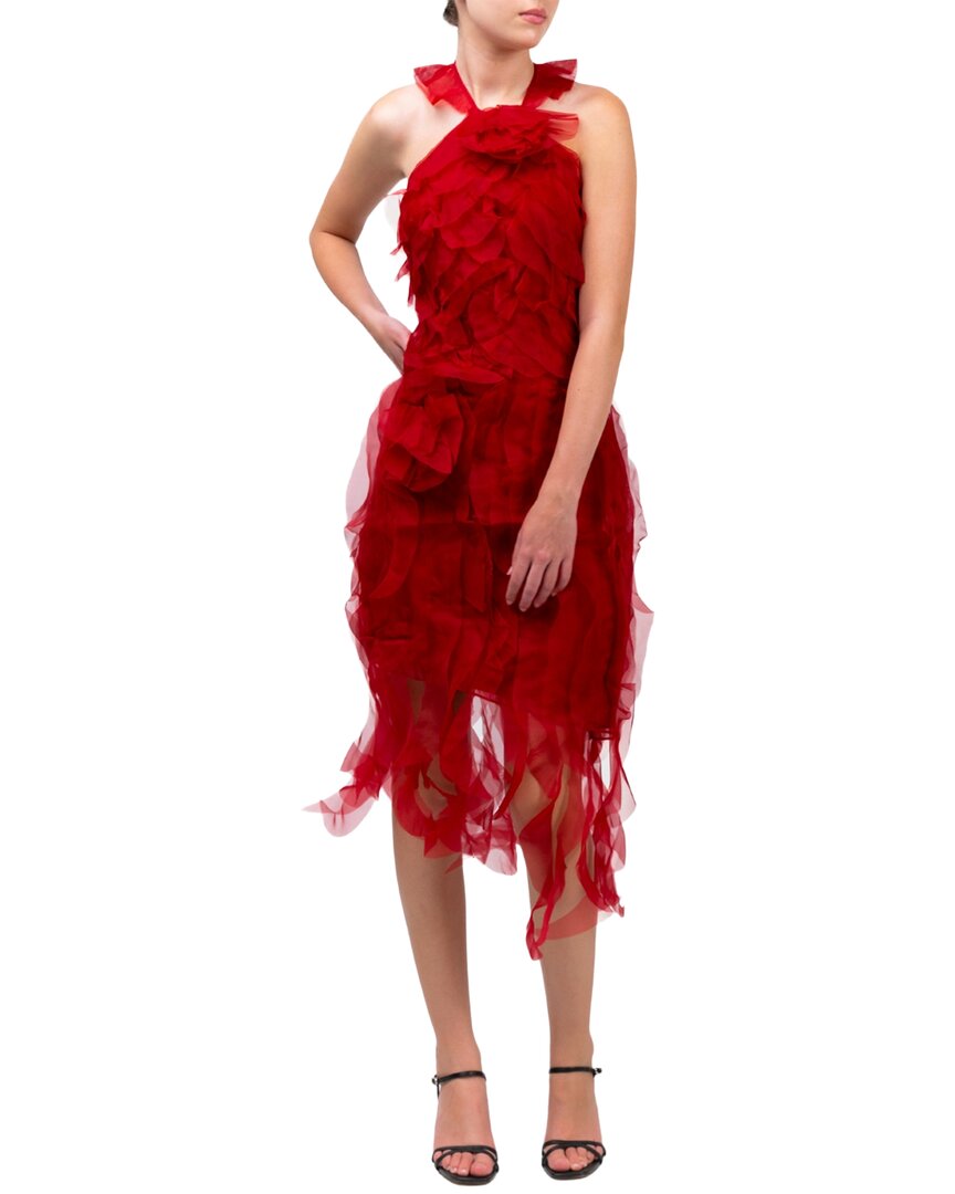 Marchesa Notte Matte Organza Silk Midi Dress