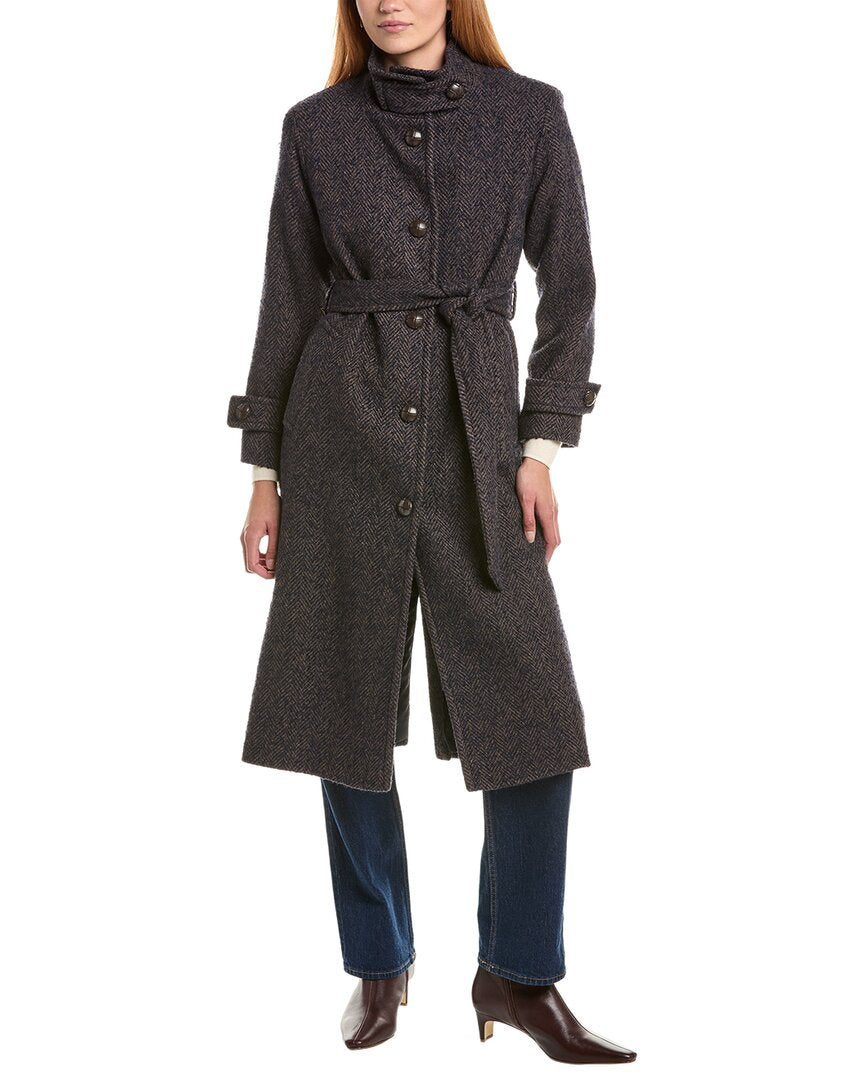 Sam Edelman Stand Collar Wrap Wool-Blend Coat