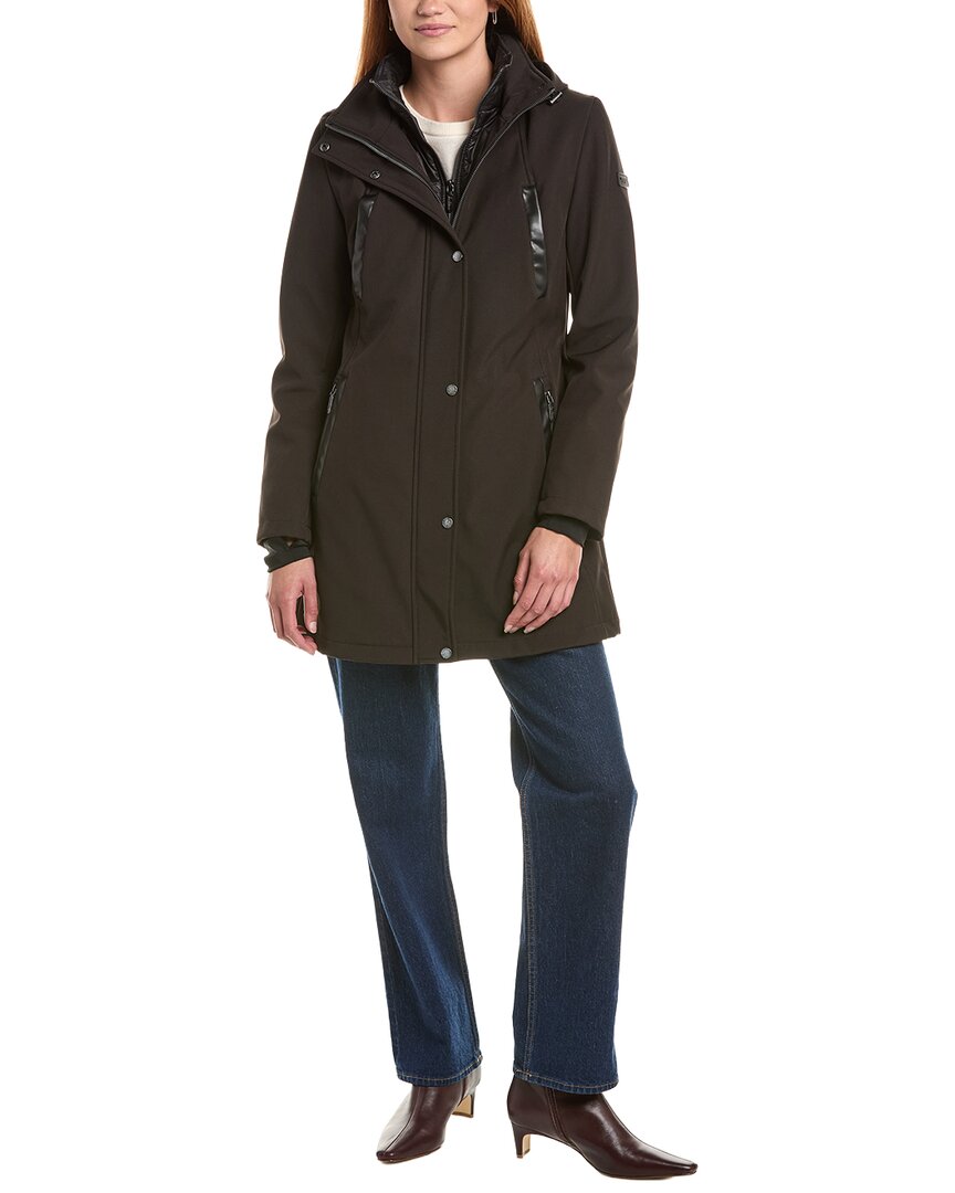 Sam Edelman Hooded Stand Collar Softshell Coat