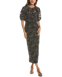 Lela Rose Floral Lace Naomi Midi Dress