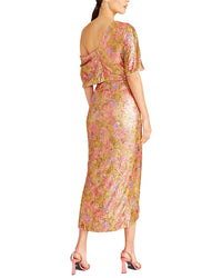 Theia Jade Draped High Low Gown