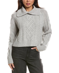 THE CASHMERE PROJECT The Cashmere Project Removable Collar Cable Crop Sweater