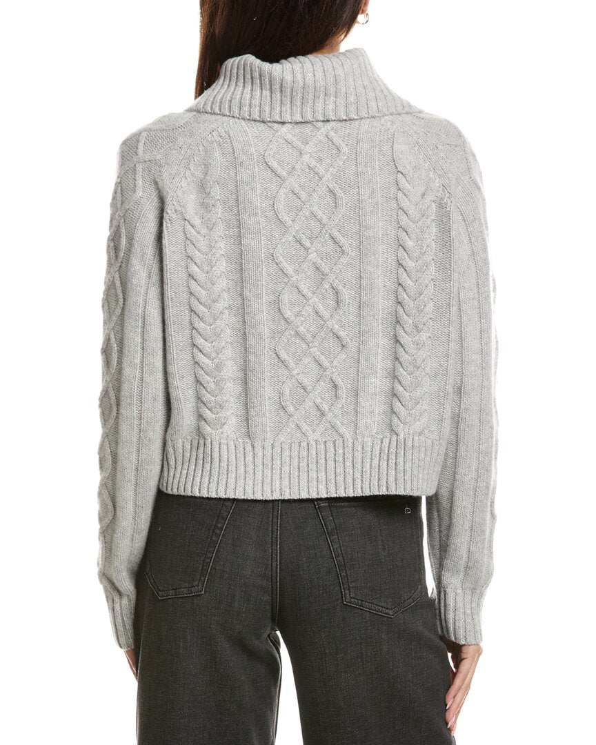 THE CASHMERE PROJECT The Cashmere Project Removable Collar Cable Crop Sweater