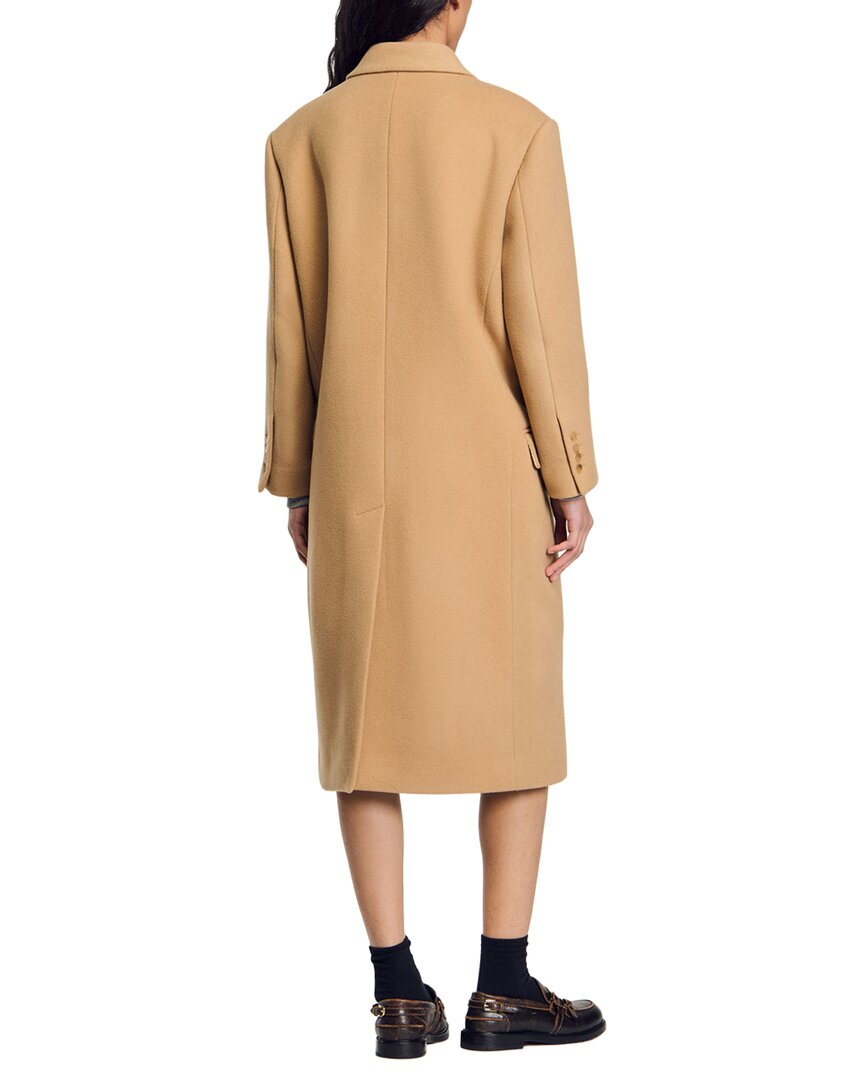 Sandro Sandro Oversize Long Wool Blend Coat