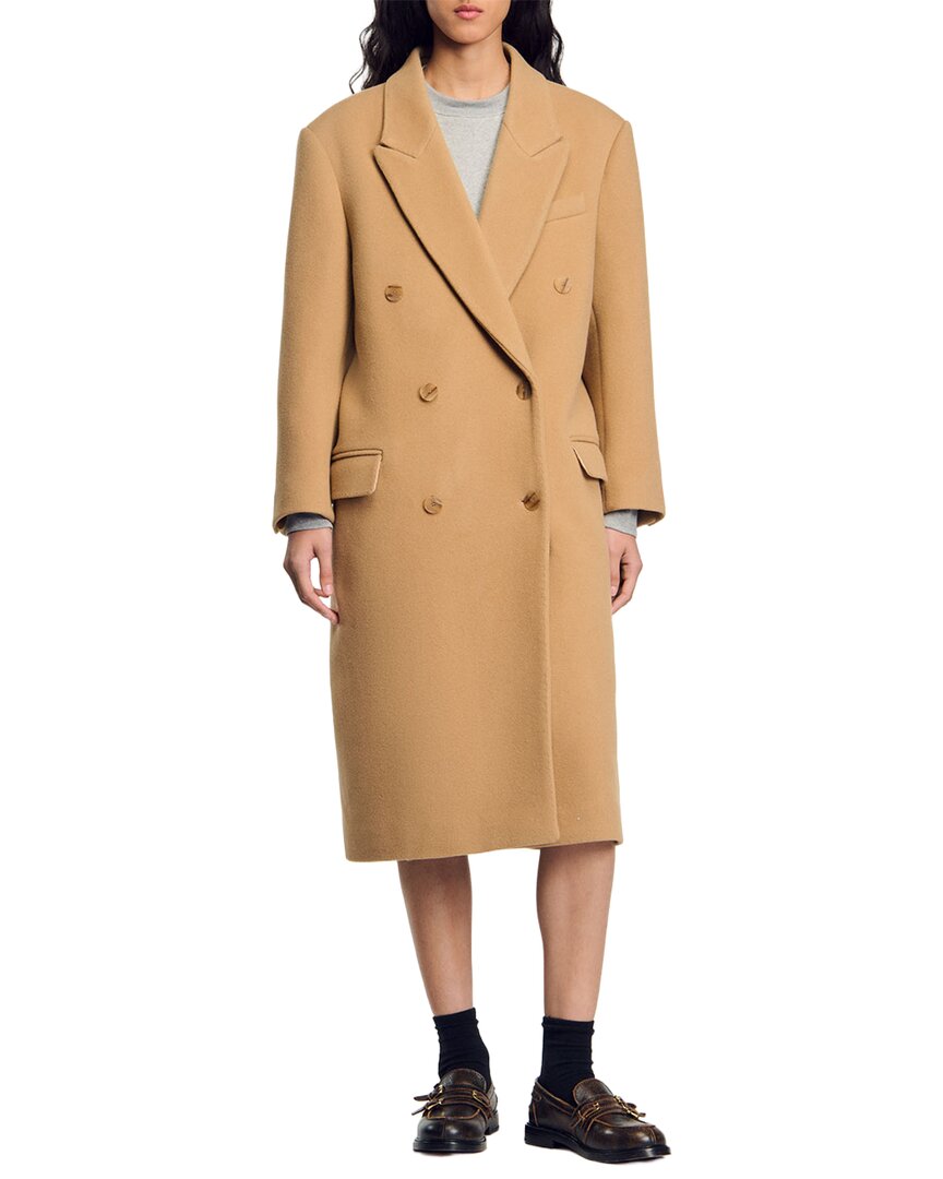 Sandro Sandro Oversize Long Wool Blend Coat