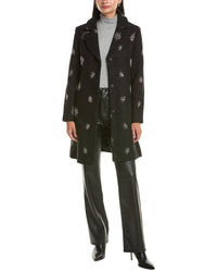 CeCe Cece Sequin-Embellished Wool-Blend Coat
