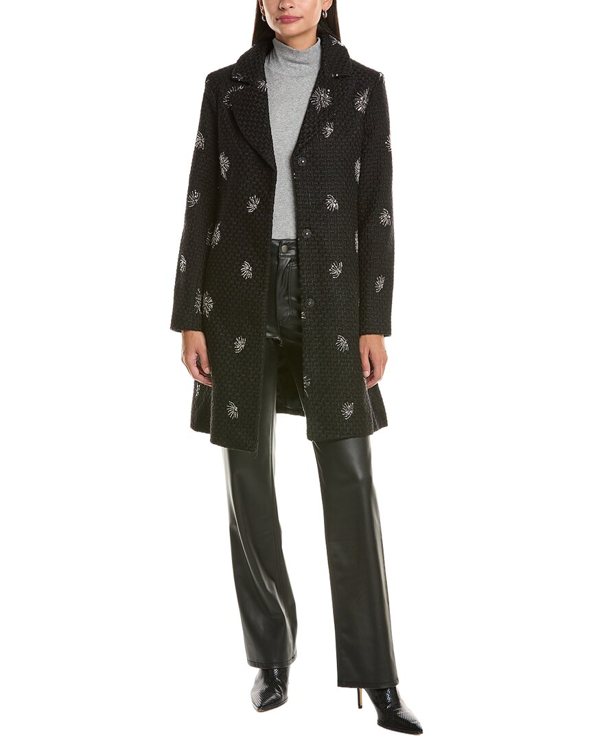 CeCe Cece Sequin-Embellished Wool-Blend Coat