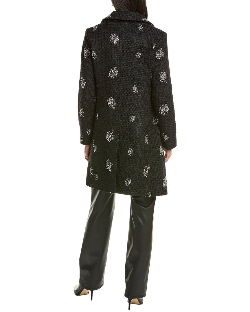CeCe Cece Sequin-Embellished Wool-Blend Coat