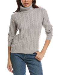 THE CASHMERE PROJECT The Cashmere Project Lurex Twisted Cable Turtleneck Cashmere-Blend Sweater