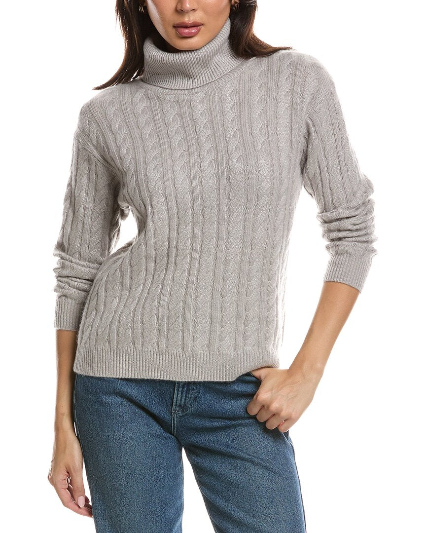 THE CASHMERE PROJECT The Cashmere Project Lurex Twisted Cable Turtleneck Cashmere-Blend Sweater