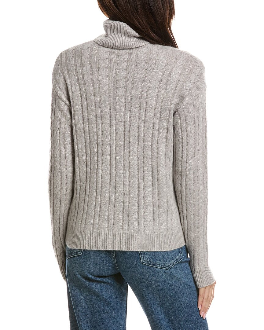 THE CASHMERE PROJECT The Cashmere Project Lurex Twisted Cable Turtleneck Cashmere-Blend Sweater