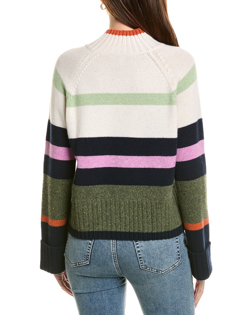 Autumn Cashmere Engineered Stripe Boxy Mock Neck 100% Cashmere Sweater