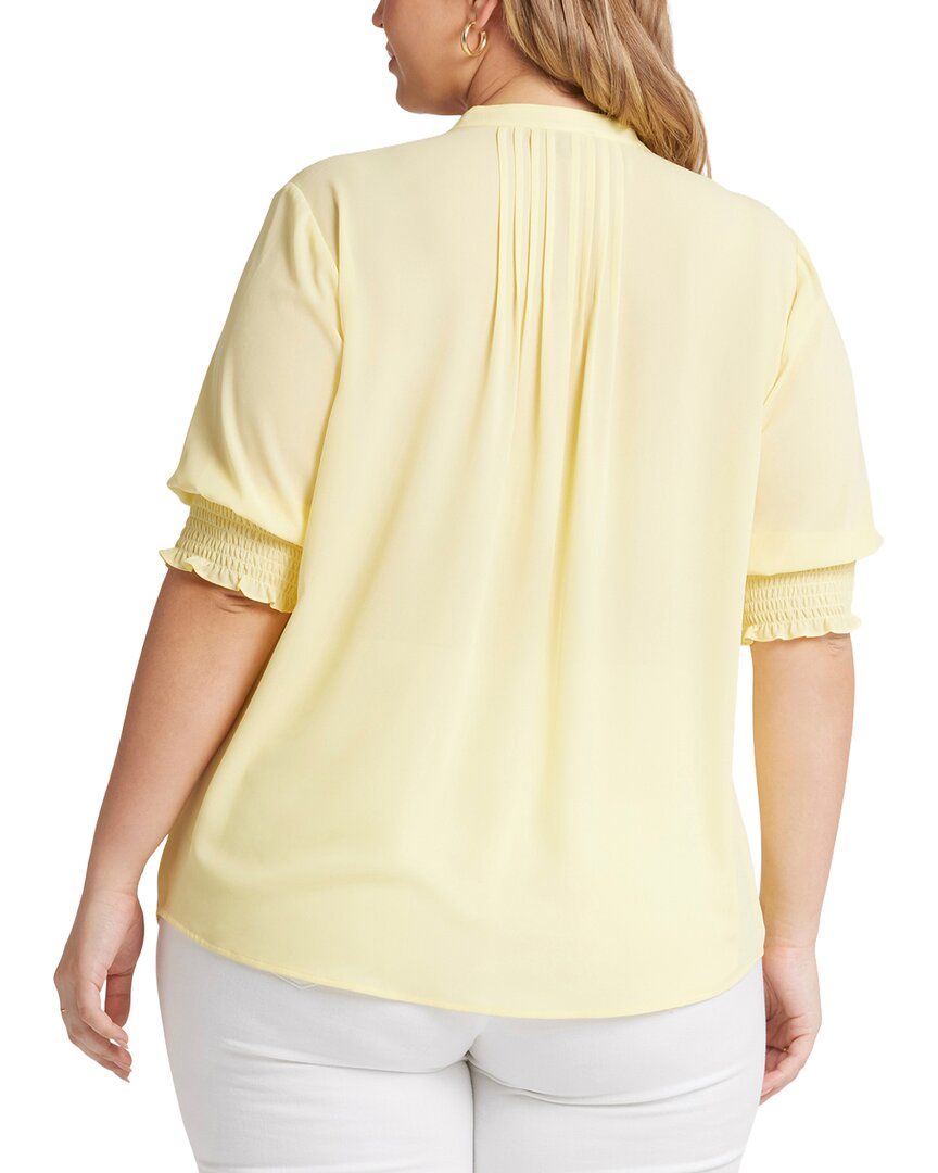 Nydj Plus S/S Pleated Peasant Blouse