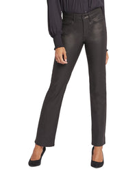 Nydj Marilyn Black Coated Straight Leg Jean