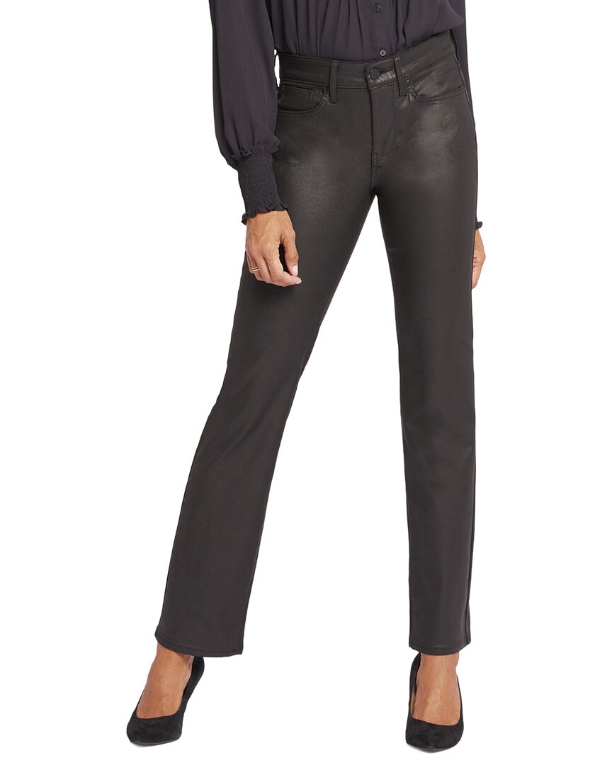 Nydj Marilyn Black Coated Straight Leg Jean