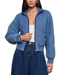L’Agence Ryah Washed Denim Bomber Jacket