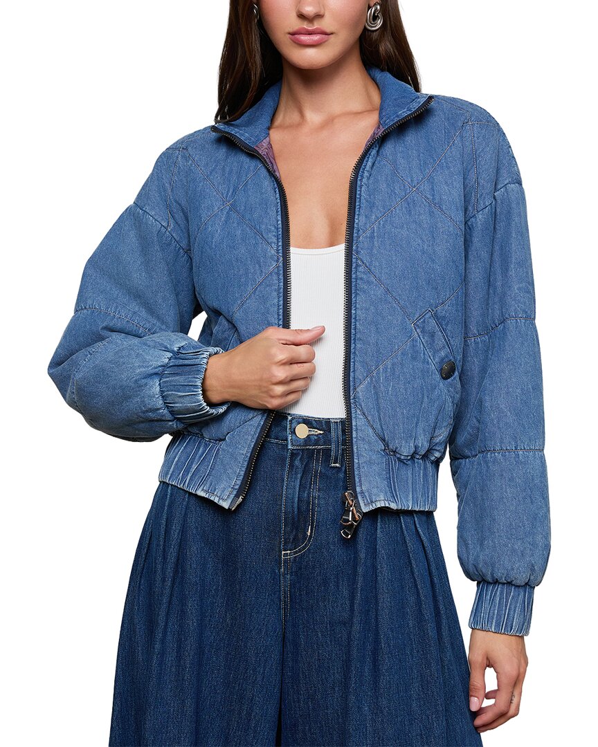 L’Agence Ryah Washed Denim Bomber Jacket