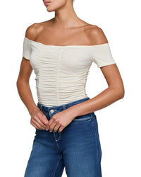 L’Agence Baliegh Off-The-Shoulder Ruched Bodysuit