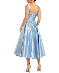Mac Duggal Square Neck Sleeveless Metallic Midi Dress