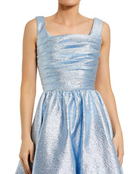 Mac Duggal Square Neck Sleeveless Metallic Midi Dress