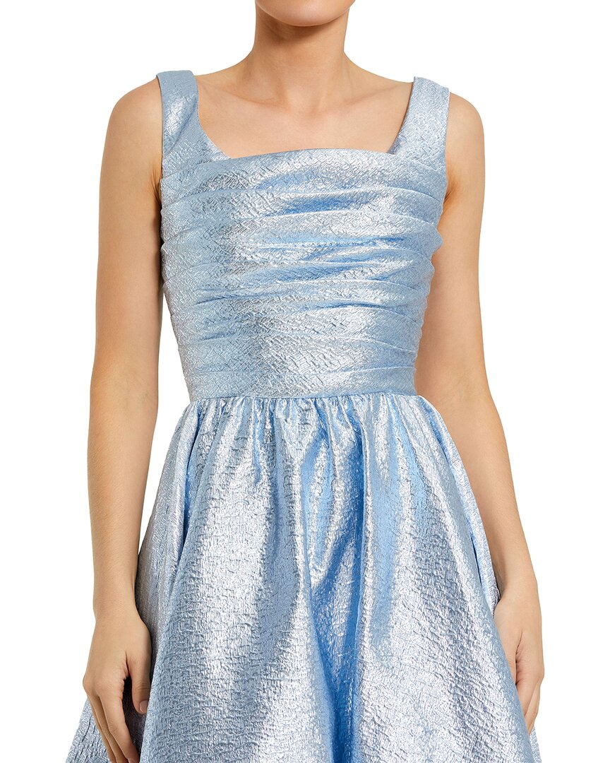 Mac Duggal Square Neck Sleeveless Metallic Midi Dress
