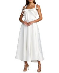 Mac Duggal Satin Bow Bodice Midi Dress
