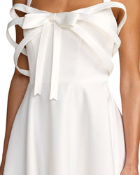 Mac Duggal Satin Bow Bodice Midi Dress