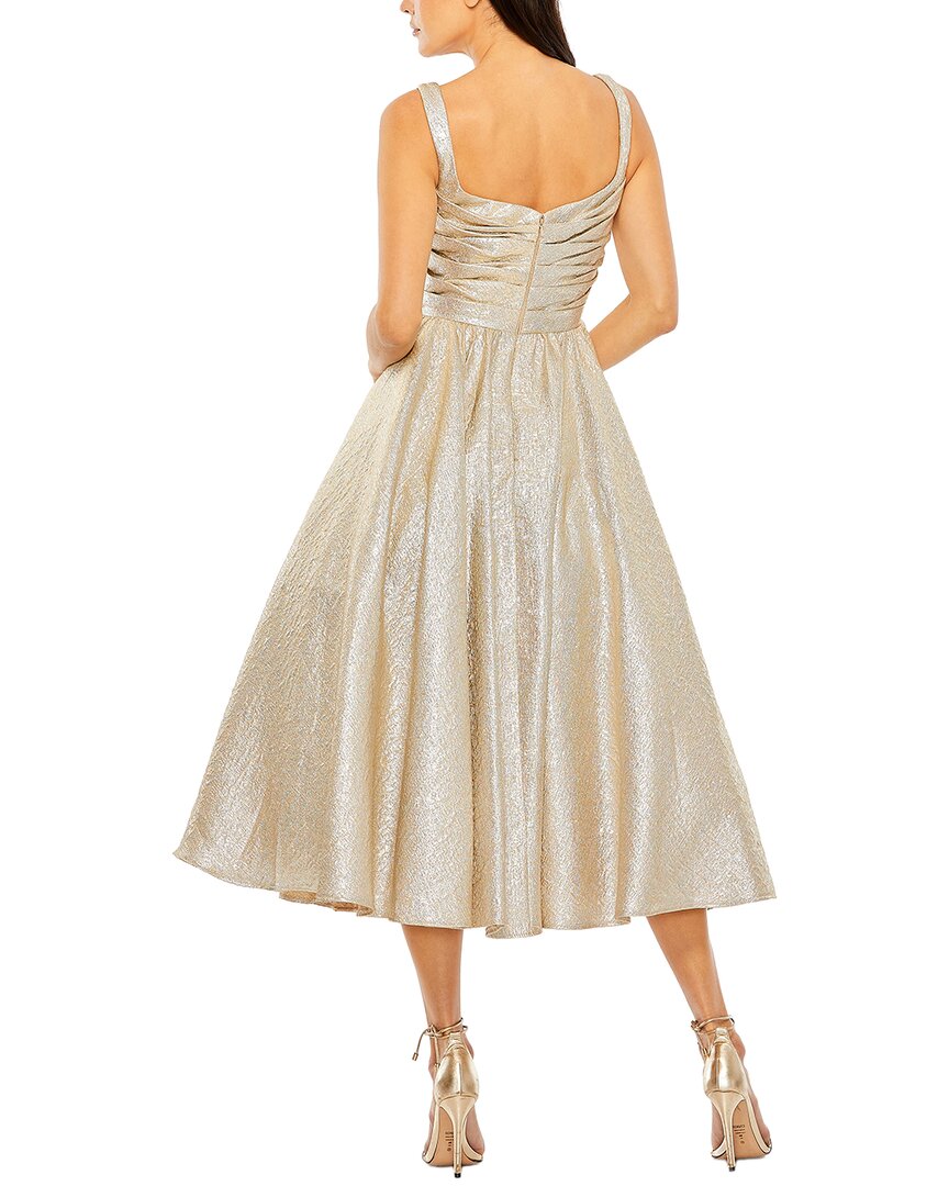 Mac Duggal Square Neck Sleeveless Metallic Midi Dress