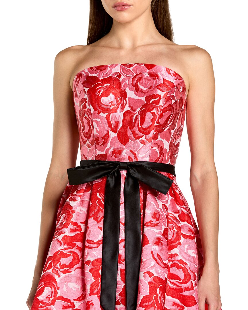 Mac Duggal Floral Strapless Brocade Midi Dress
