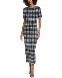 Lela Rose Jacquard Plaid Midi Dress