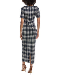 Lela Rose Jacquard Plaid Midi Dress