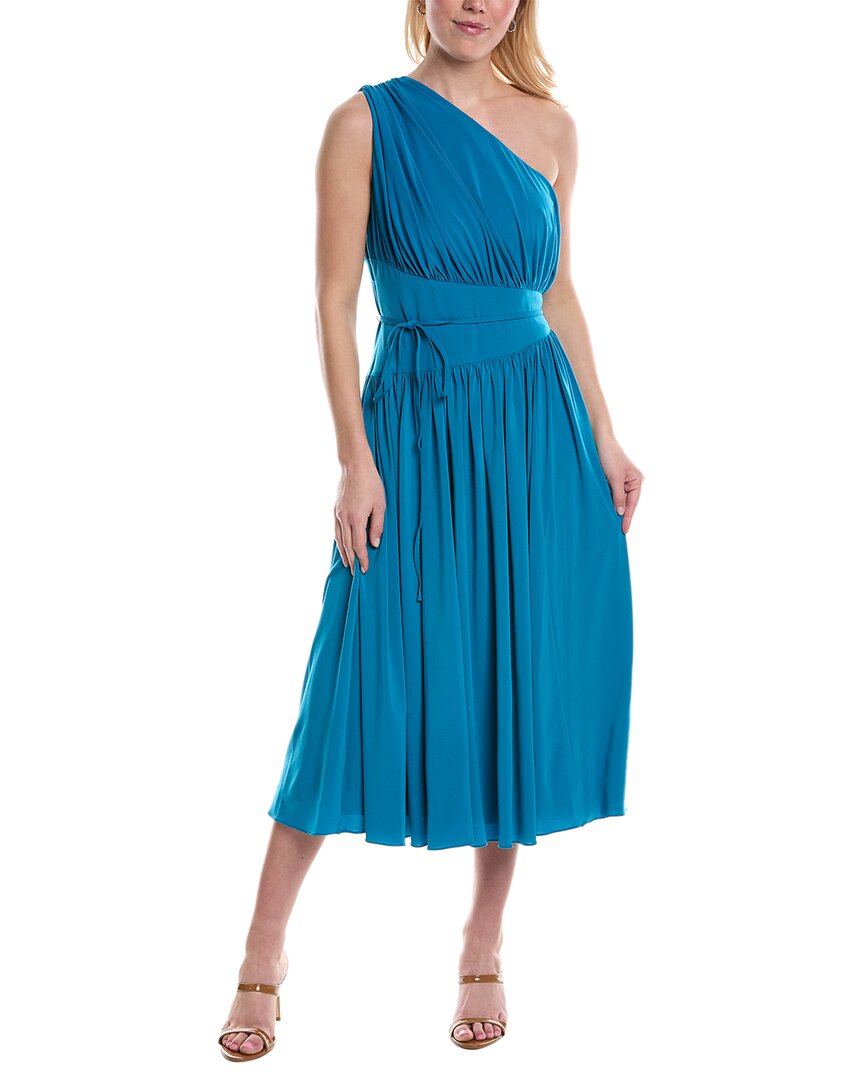 Halston One-Shoulder Midi Dress 4 Blue