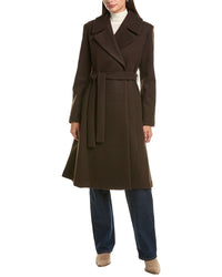 CeCe Cece Bow Back Belt Double-Breasted Wrap Coat