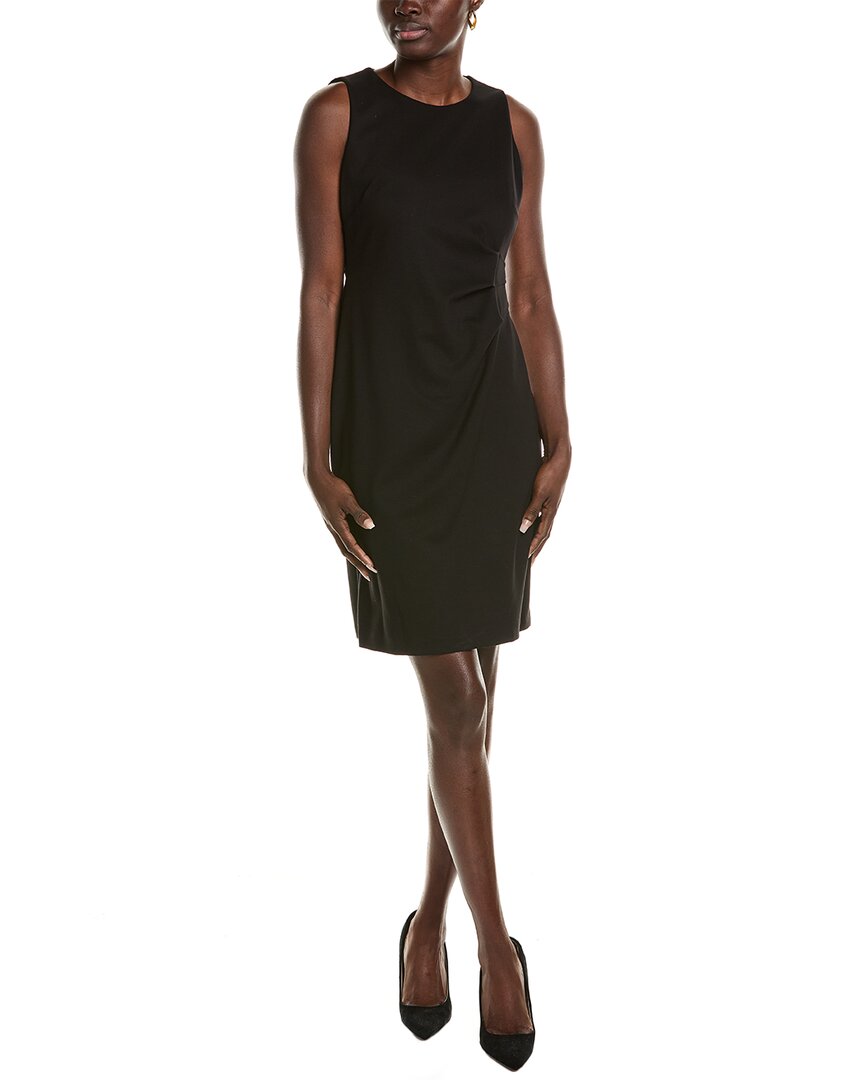 Anne Klein Side Pleated Sheath Dress Black