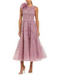 Mac Duggal Sleeveless Floral Embellished Cocktail Dress