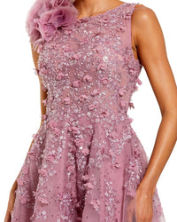 Mac Duggal Sleeveless Floral Embellished Cocktail Dress