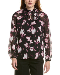Anne Klein Ruffle Neck Blouse Pink
