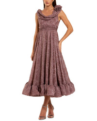 Mac Duggal Cowl Neck Ruffle Hem Evening Dress
