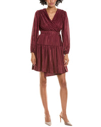 Taylor Shadow Stripe Wrap Dress Red