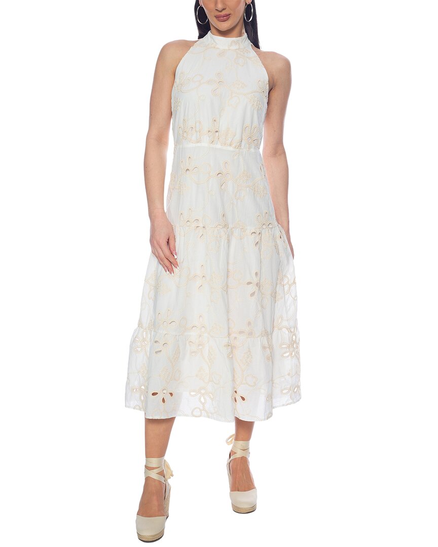 Tash + Sophie Embellished Halter Mock Neck Midi Dress