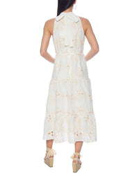 Tash + Sophie Embellished Halter Mock Neck Midi Dress