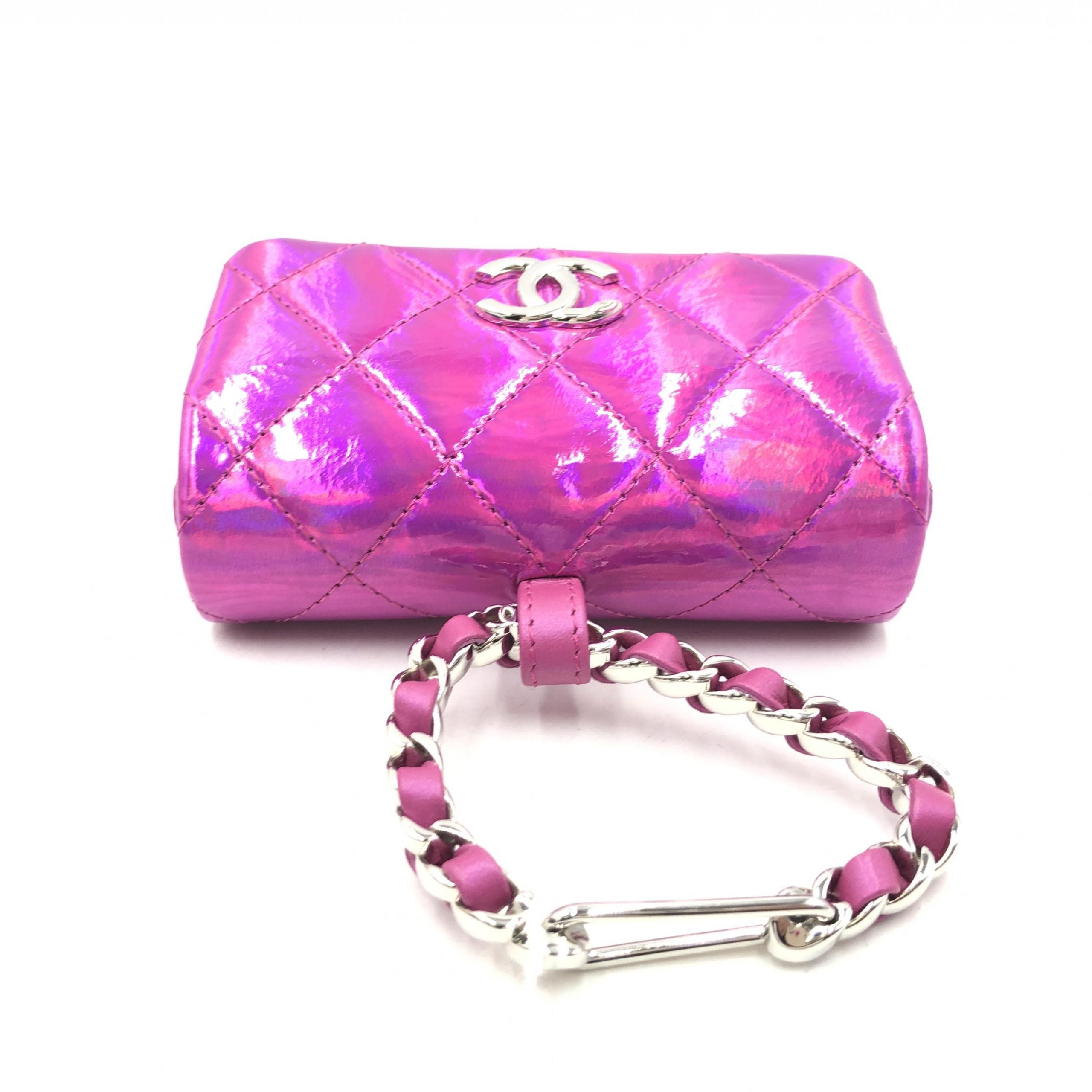 Chanel Iridescent Pink Quilted Leather Women's Pouch (Authentic Pre-Loved)