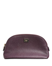 Dolce & Gabbana Dolce & Gabbana Dark Purple Leather DG Logo Zip Around Hand Purse Women's Wallet