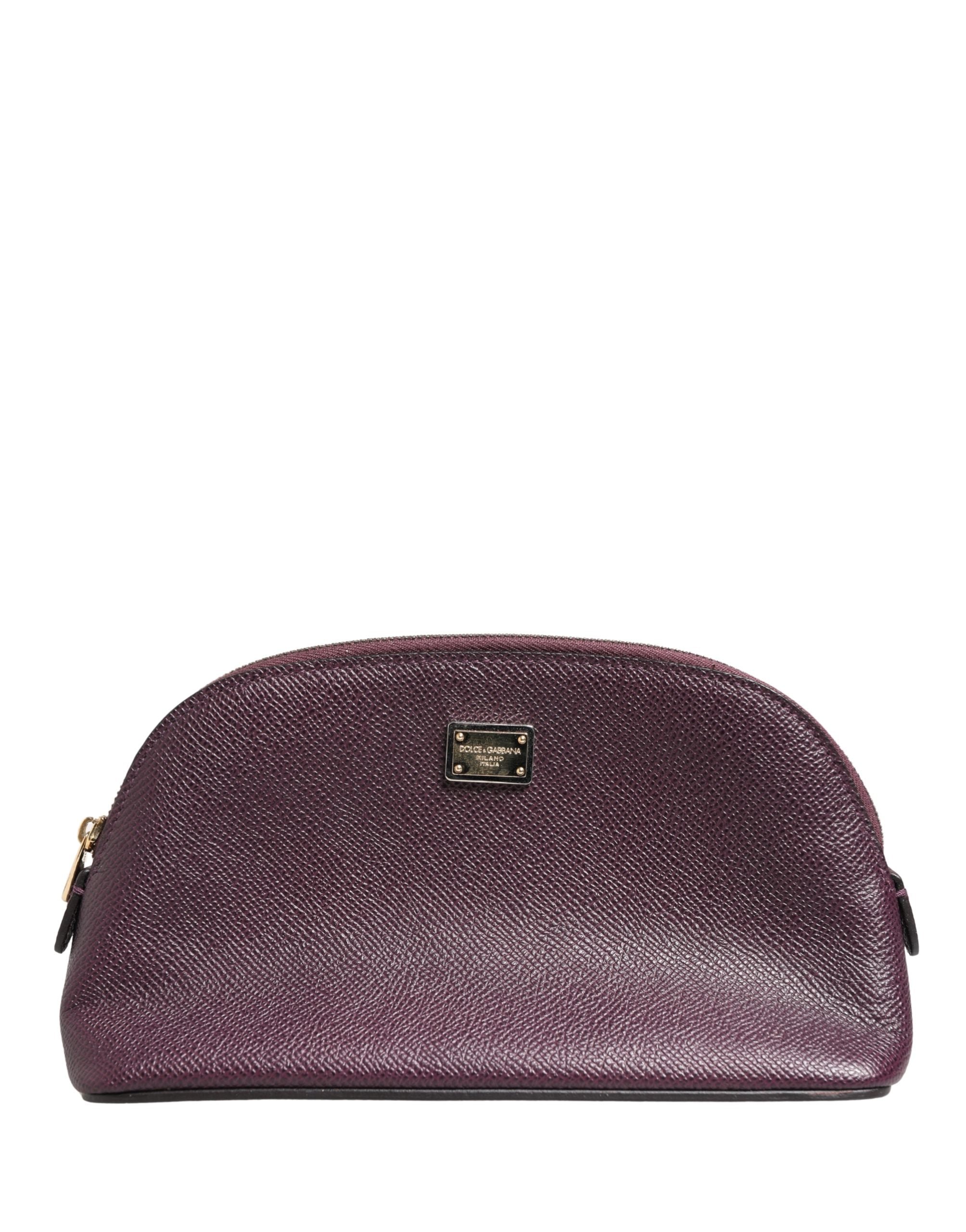 Dolce & Gabbana Dolce & Gabbana Dark Purple Leather DG Logo Zip Around Hand Purse Women's Wallet