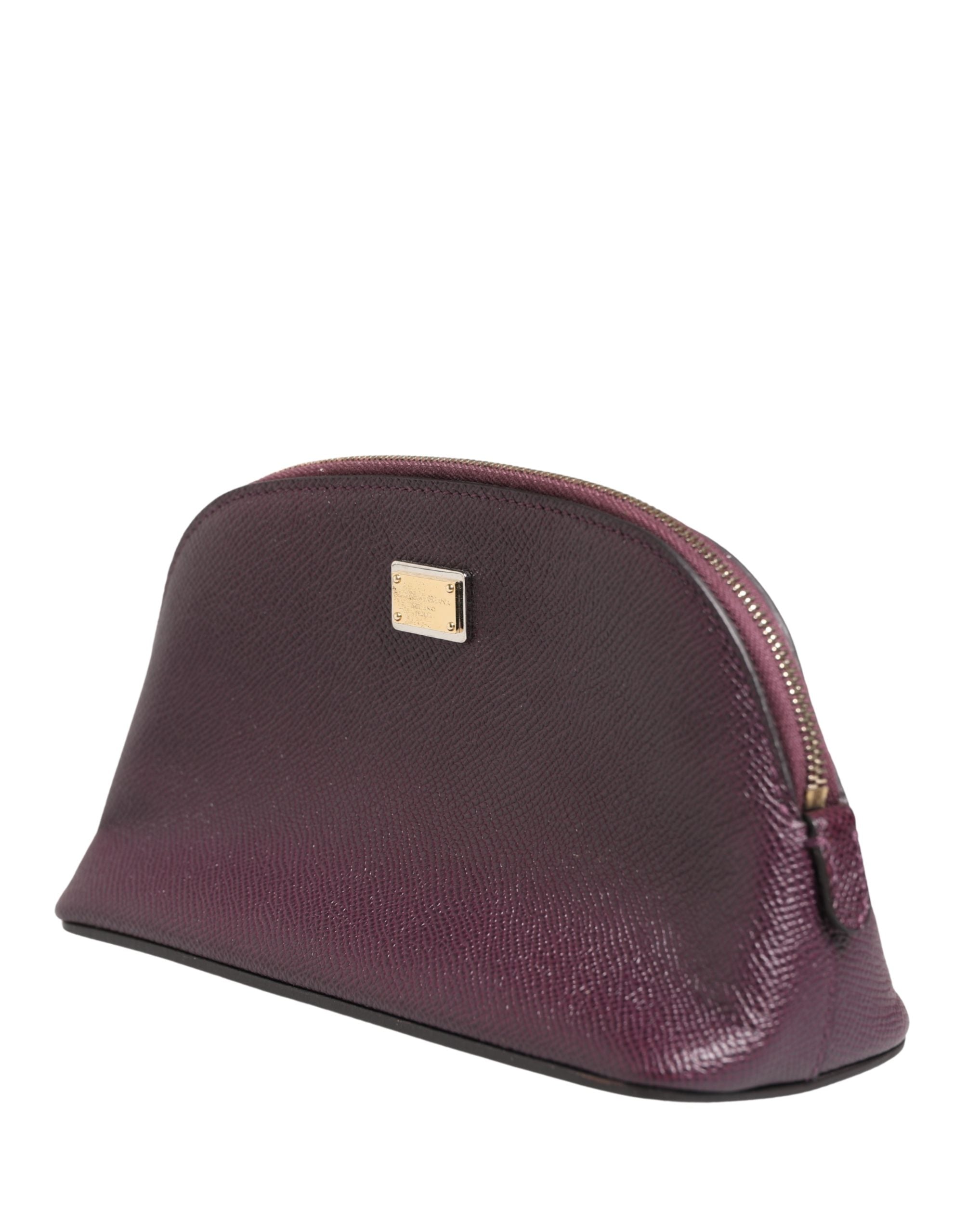 Dolce & Gabbana Dolce & Gabbana Dark Purple Leather DG Logo Zip Around Hand Purse Women's Wallet