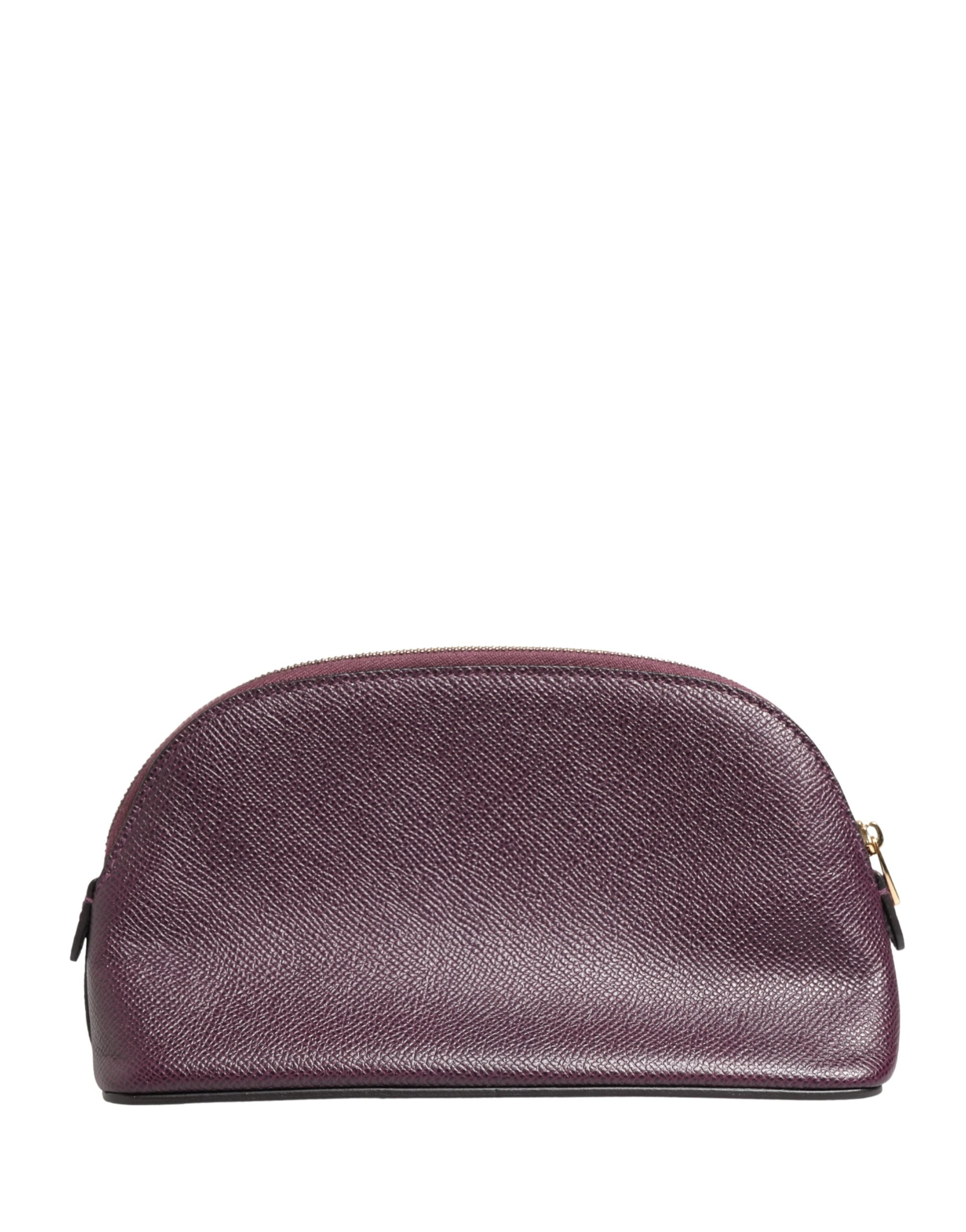 Dolce & Gabbana Dolce & Gabbana Dark Purple Leather DG Logo Zip Around Hand Purse Women's Wallet