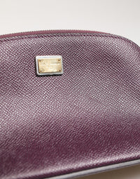 Dolce & Gabbana Dolce & Gabbana Dark Purple Leather DG Logo Zip Around Hand Purse Women's Wallet