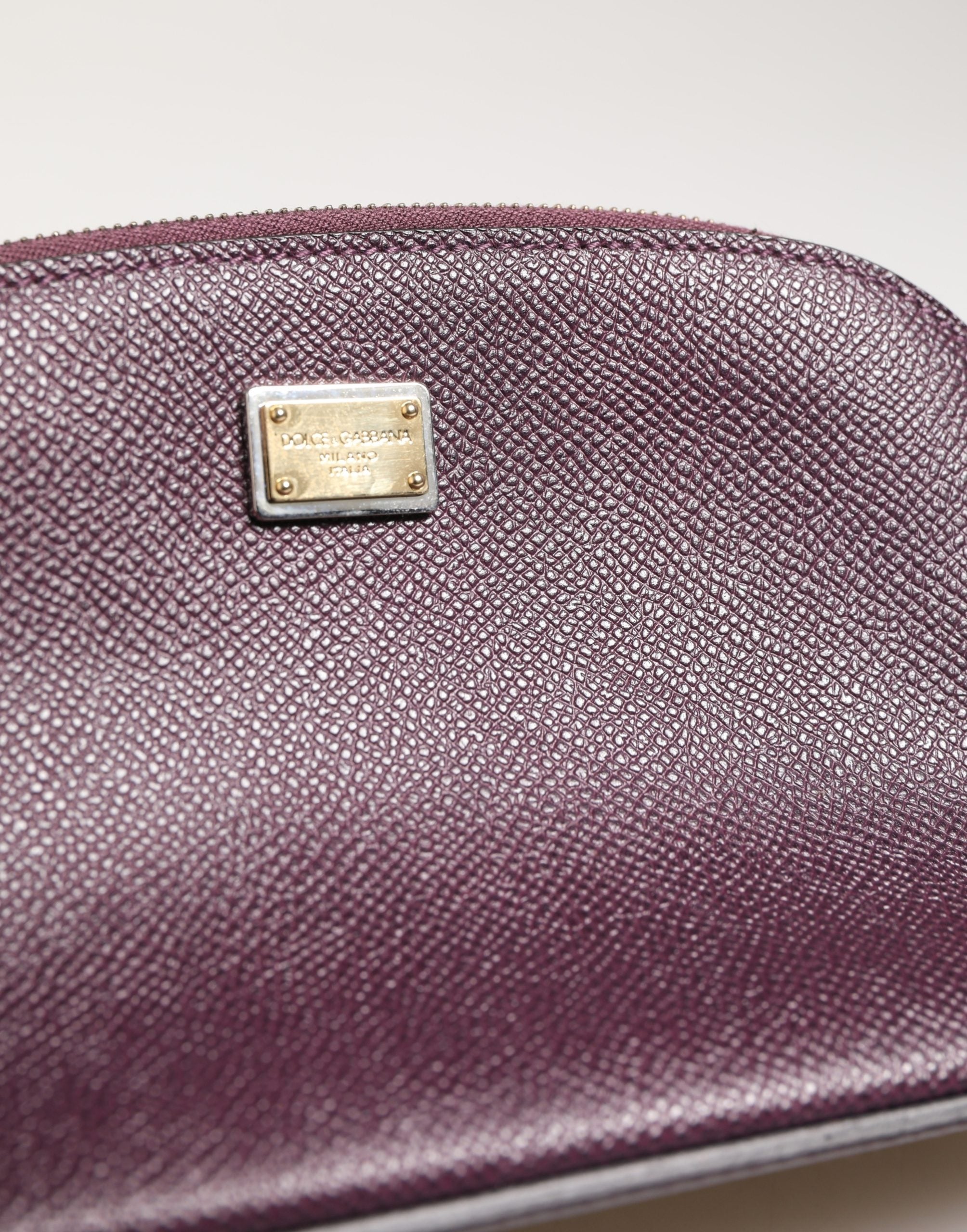 Dolce & Gabbana Dolce & Gabbana Dark Purple Leather DG Logo Zip Around Hand Purse Women's Wallet