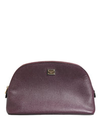 Dolce & Gabbana Dolce & Gabbana Dark Purple Leather DG Logo Zip Around Hand Purse Women's Wallet